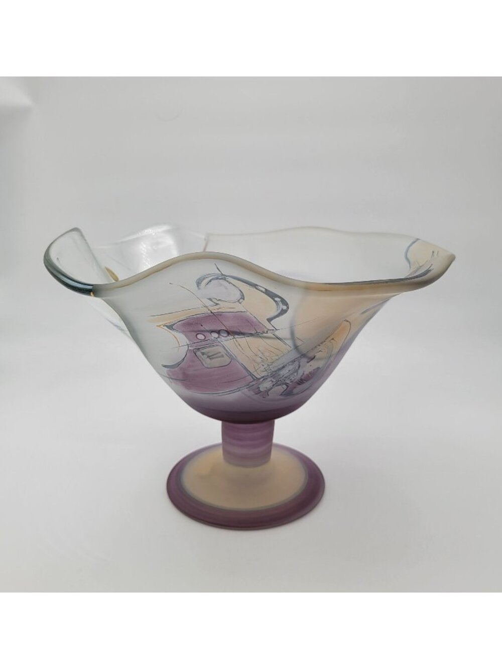 Ion Tamaian Romanian Art Glass Compote